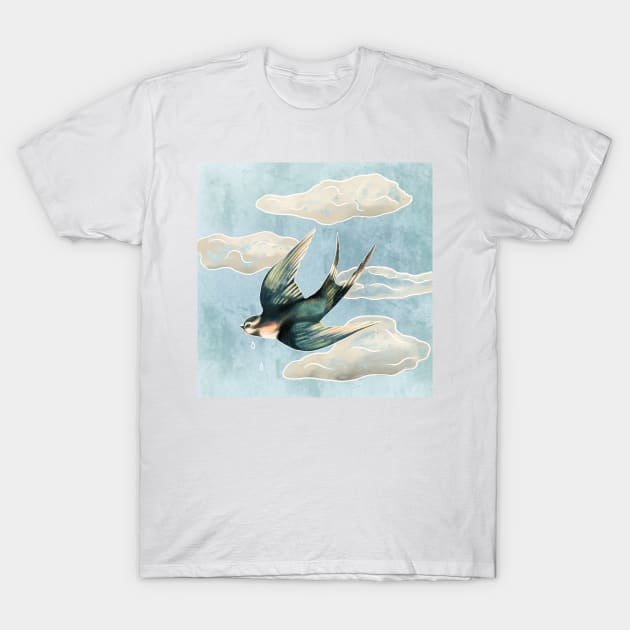 Flying swallow bird T-Shirt by Sitenkova